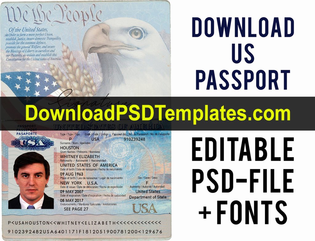 Us Passport Template Psd Lovely Usa Passport Psd Template [download Editable source File]