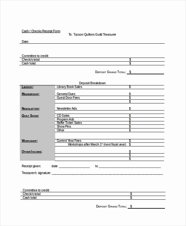Use Of Funds Template Awesome Cash or Checks Receipt form In Doc Cash Receipt Template to Use and Its Purposes the Free