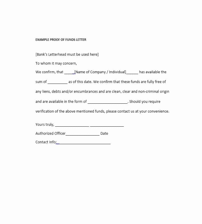 Use Of Funds Template Fresh 25 Best Proof Of Funds Letter Templates Template Lab