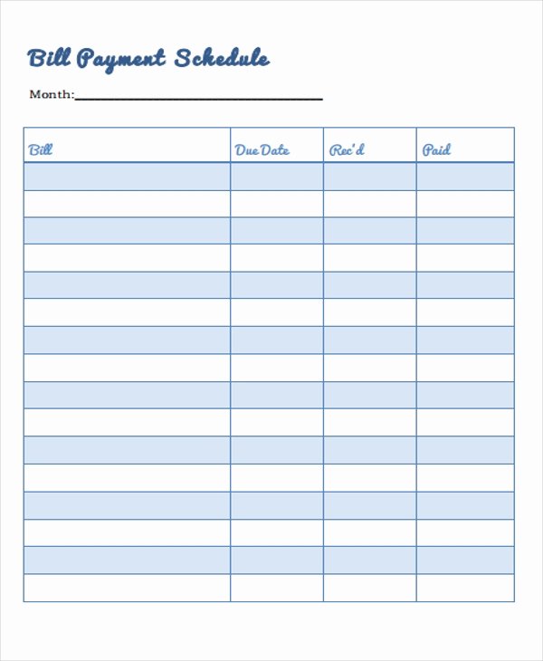Utility Bill Template Free Download New 6 Bill Payment Schedule Templates Free Samples Examples format Download