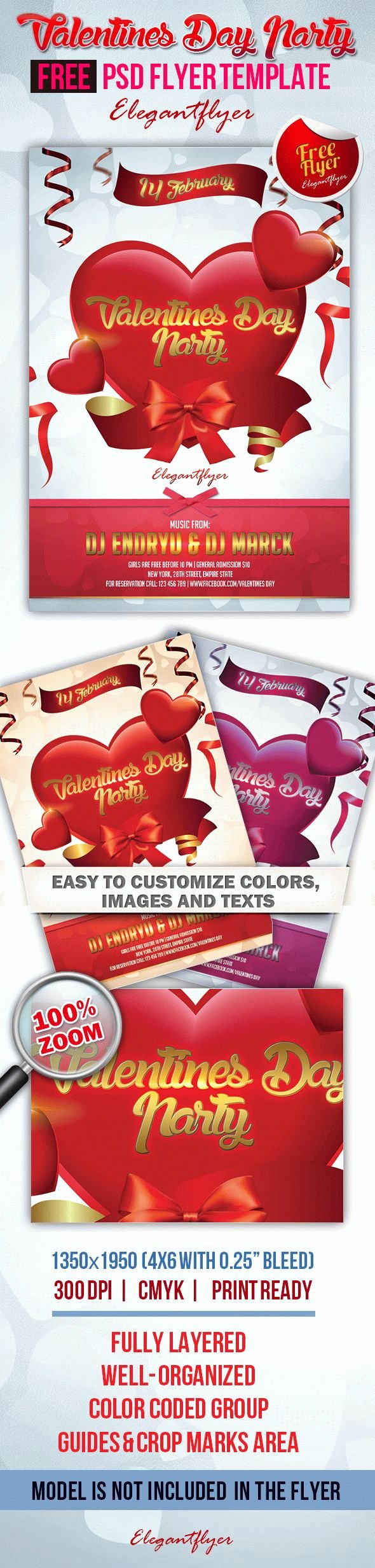 Valentines Day Flyer Template Free Beautiful Poster for Valentines Day Party – by Elegantflyer