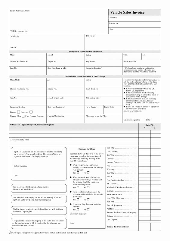 Vehicle Purchase order Pdf Inspirational Vehicle Sales Invoice for Used Car Sales Motor Trade Stationery Pinterest