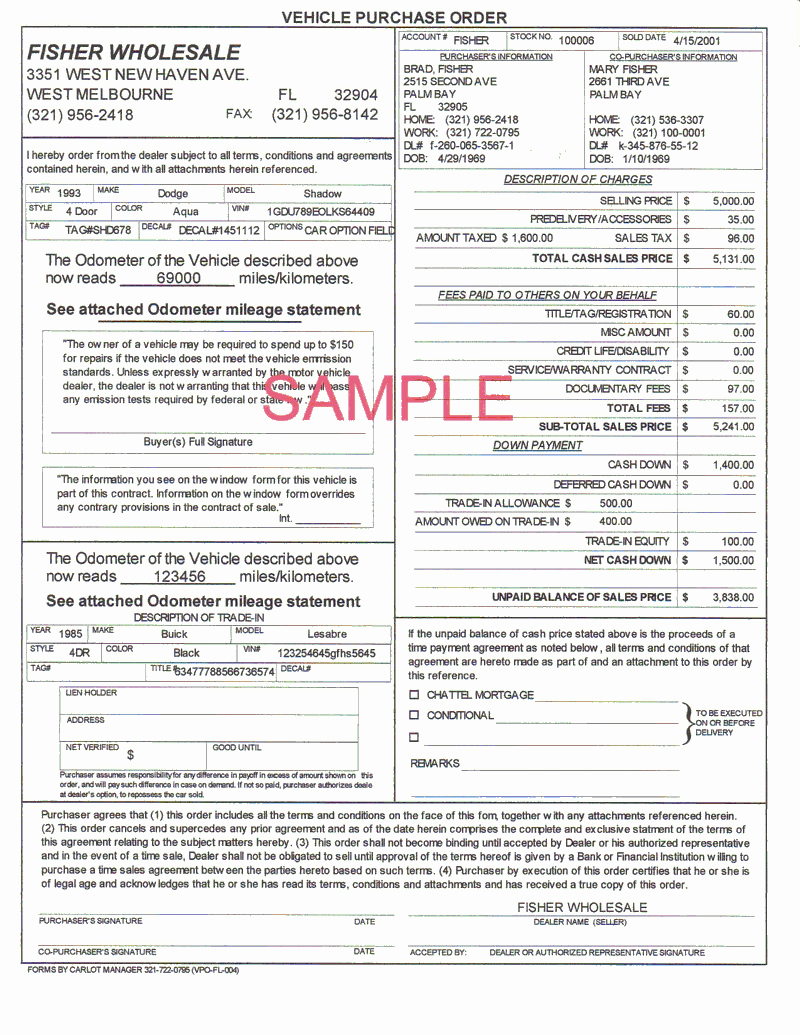 Vehicle Purchase order Template Awesome Get Sample Of Signed Buyer orders