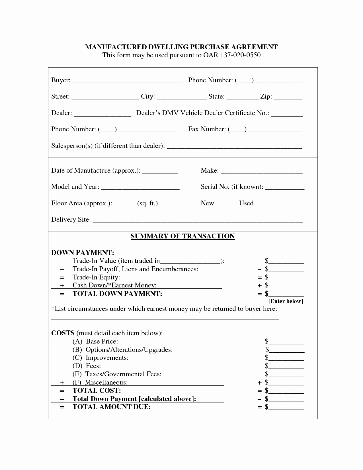 Vehicle Purchase order Template Elegant Free Contract Agreement forms for Vehicles Purchase Agreement forms