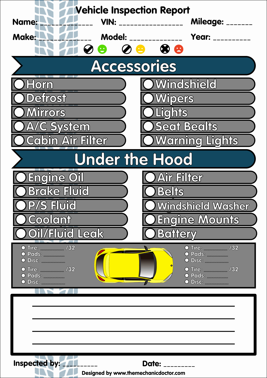 Vehicle Safety Inspection Checklist Template Best Of 6 Free Vehicle Inspection forms Modern Looking Checklists for today S Auto Mechanic