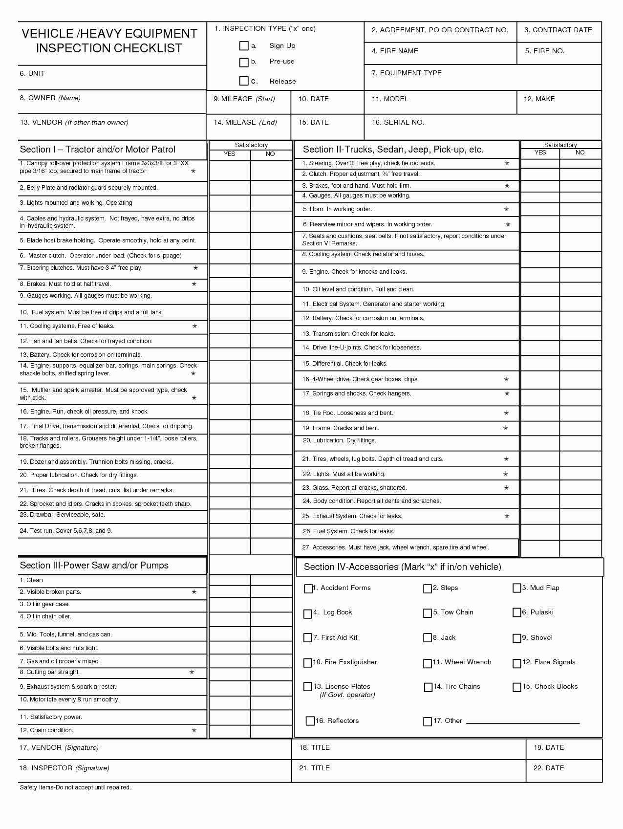 Vehicle Safety Inspection Checklist Template Fresh Best S Of Equipment Inspection Checklist Template Heavy Equipment Inspection Checklist