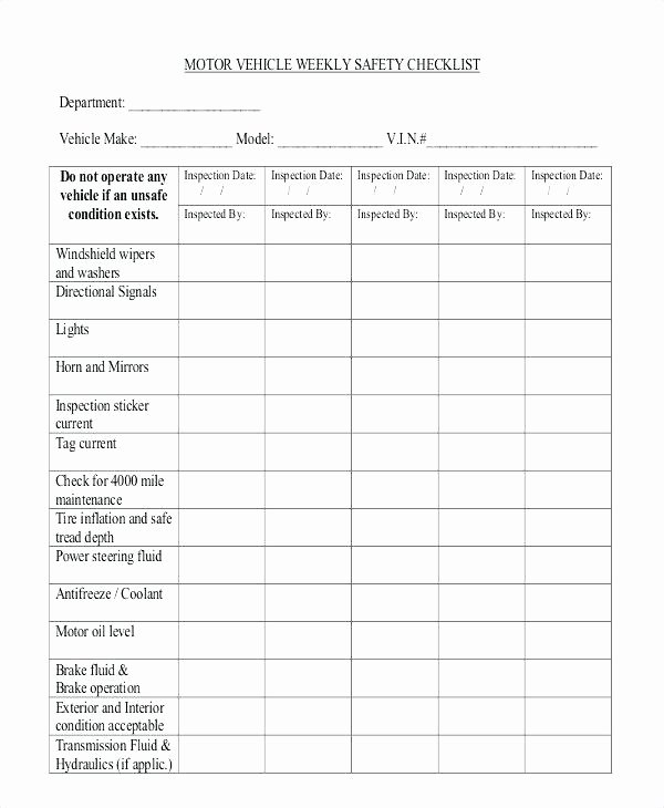 Vehicle Safety Inspection Checklist Template Lovely Motorcycle Safety Inspection Checklist Tario