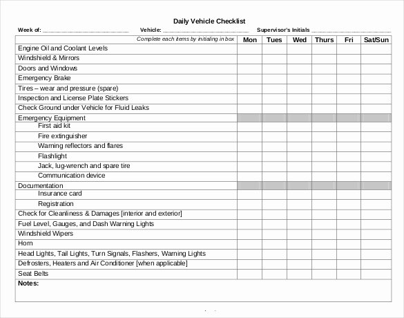 Vehicle Safety Inspection Checklist Template Luxury Daily Checklist Template 29 Free Word Excel Pdf Documents Download