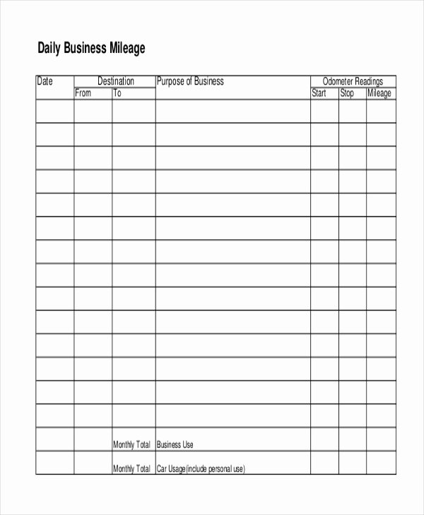 Vehicle Sign Out Sheet Luxury Free 9 Sample Mileage Tracker forms