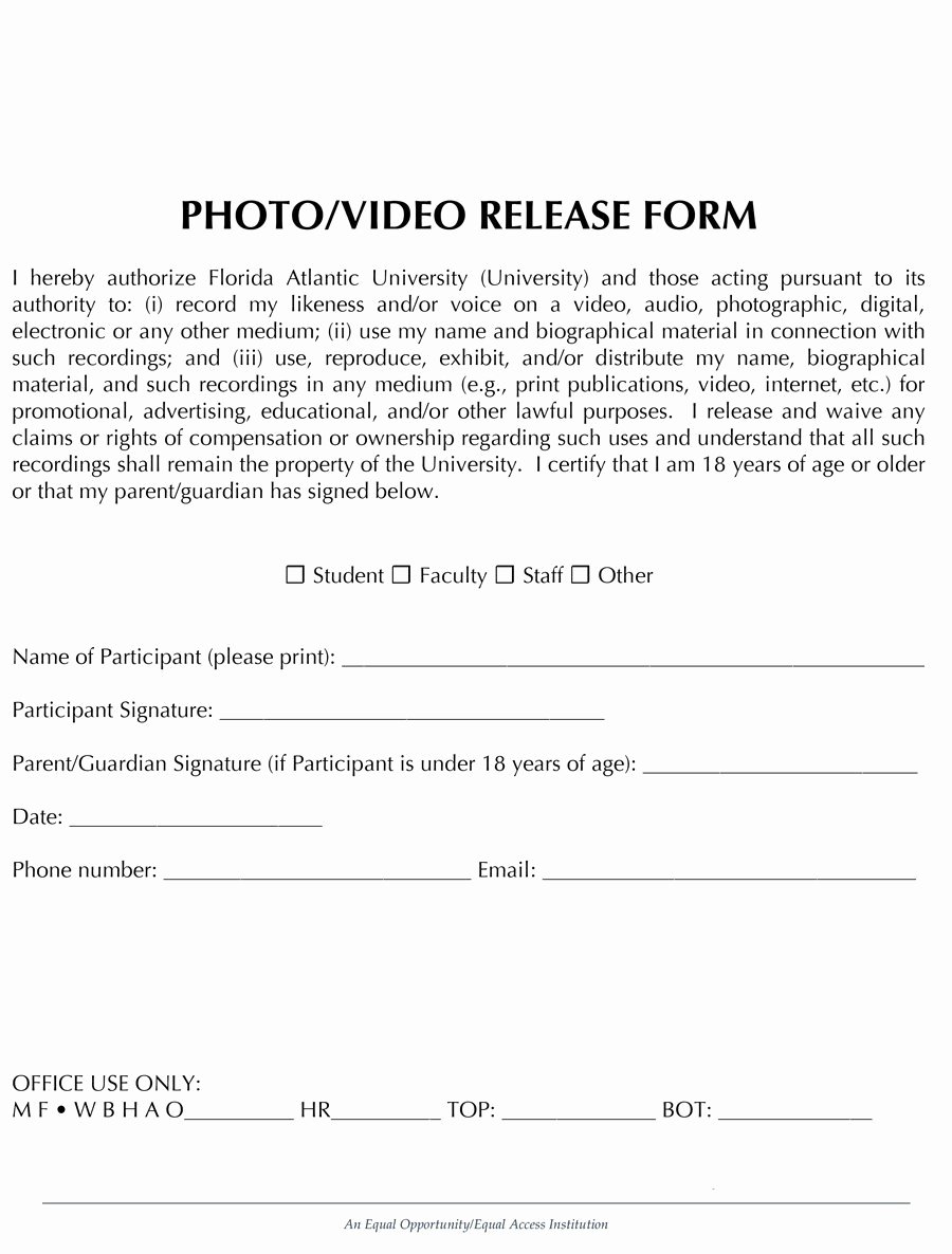 Video Consent form Template Luxury 53 Free Release form Templates [word Pdf]