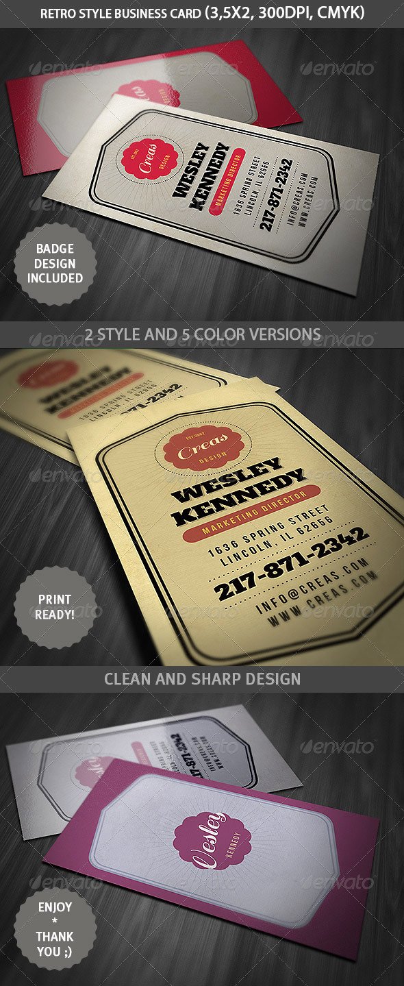 Vintage Style Business Card Lovely Retro Style Business Card Template by Cruzine