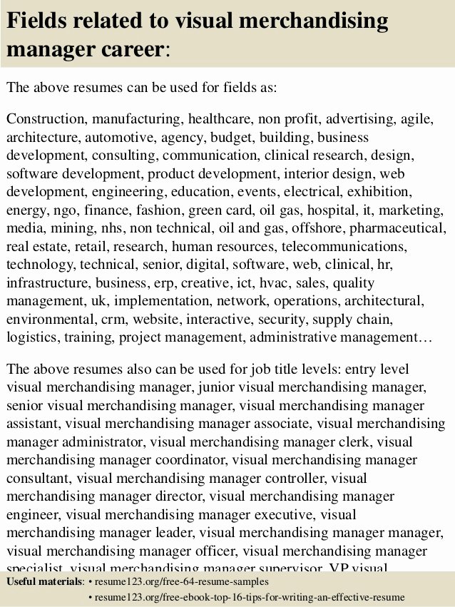 Visual Merchandising Resume Samples Fresh top 8 Visual Merchandising Manager Resume Samples