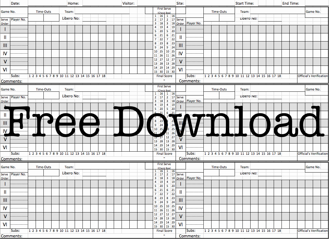 Volleyball Stat Sheets Printable Elegant Free Volleyball Score Sheets Printable Pdfs