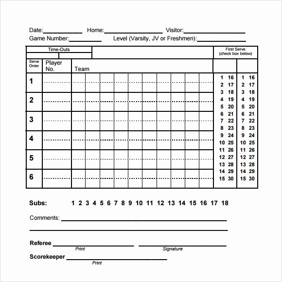 Volleyball Stat Sheets Printable Fresh Free 11 Sample Volleyball Score Sheets In Google Docs