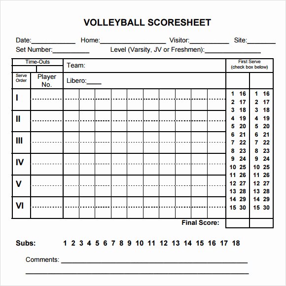 Volleyball Stat Sheets Printable Lovely Free 11 Sample Volleyball Score Sheets In Google Docs