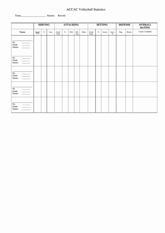 Volleyball Stat Sheets Printable Lovely top Volleyball Stat Sheets Free to In Pdf format