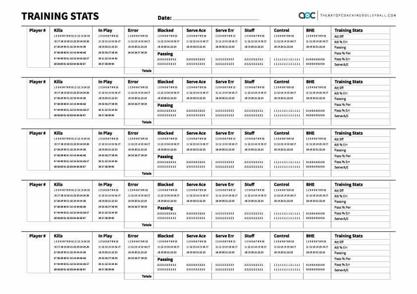 Volleyball Stat Sheets Printable New Training Stats Recorder Sheets