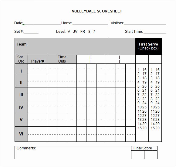 Volleyball Statistics Sheet Template Lovely Free 11 Sample Volleyball Score Sheets In Google Docs