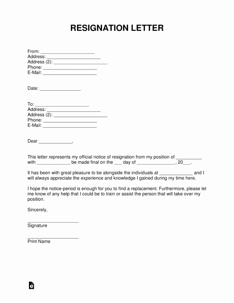 Voluntary Resignation form Template Best Of Free Resignation Letter Templates Samples and Examples Pdf Word