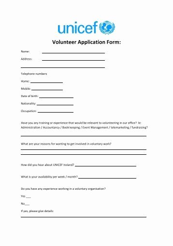 Volunteer Application form Pdf Awesome Volunteer Application Registration form Following
