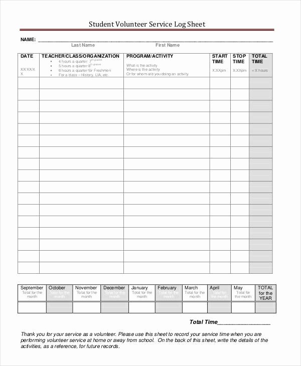 Volunteer Log Sheet Template Best Of 38 Free Log Sheet Samples &amp; Templates Pdf Doc