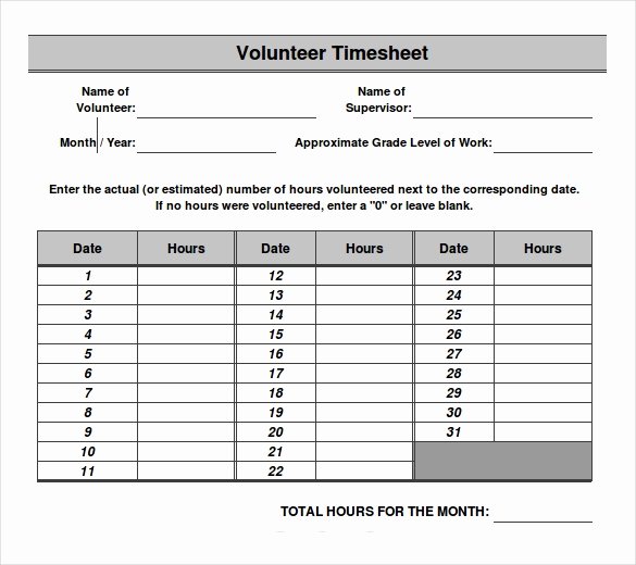 Volunteer Log Sheet Template Fresh 18 Volunteer Timesheet Templates – Free Sample Example format Download