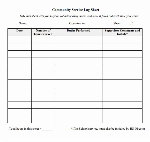 sample log sheet