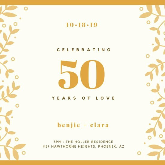 Wedding Anniversary Invitation Template Unique Customize 388 50th Anniversary Invitation Templates Online Canva