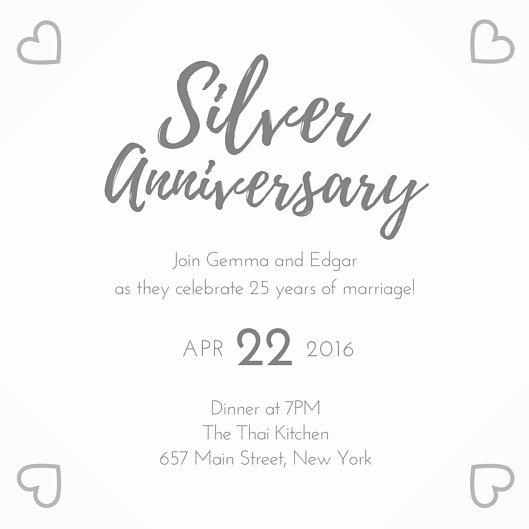 MABxF W4jc silver 25th wedding anniversary invitation