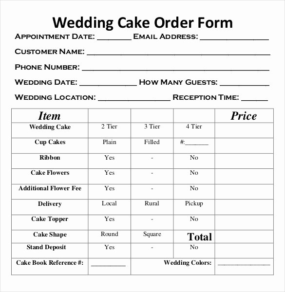 Wedding Cake order form Lovely Wedding order Template – 38 Free Word Pdf Psd Vector