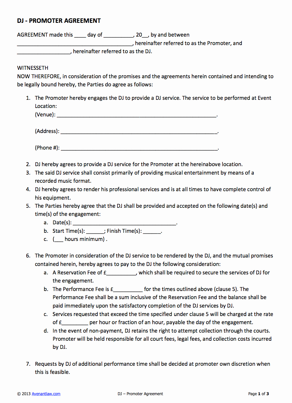 Wedding Dj Contract Pdf Best Of Dj – Promoter Contract My Style
