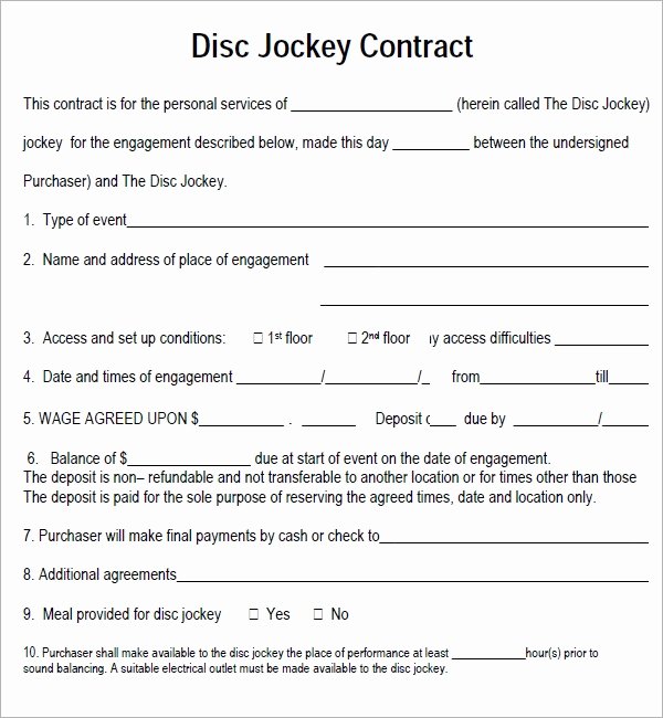 Wedding Dj Contract Template Luxury Dj Contract 12 Download Documents In Pdf