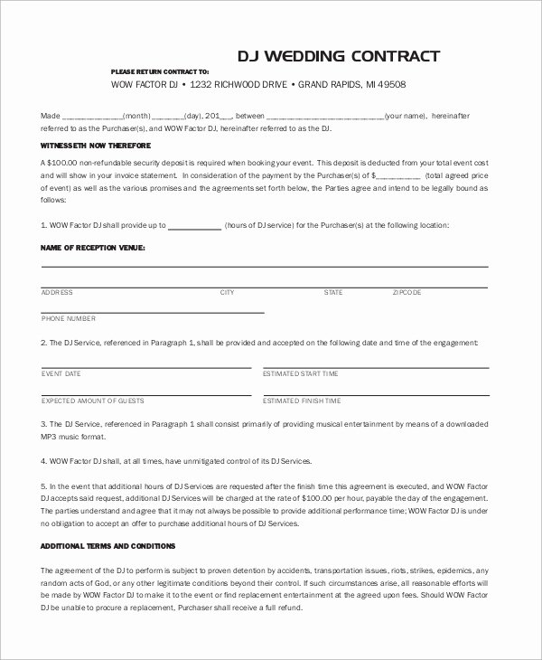 Wedding Dj Contract Template Unique Sample Dj Contract 14 Examples In Word Pdf Google Docs Apple Pages