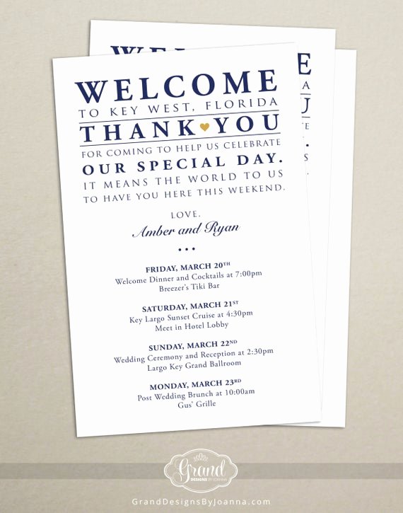 Wedding Hotel Welcome Letter Template New Itinerary Cards for Wedding Hotel Wel E Bag Printed