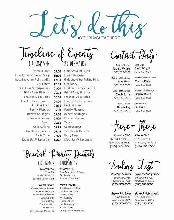 Wedding Party Lineup Template New Editable Wedding Timeline Edit In Word Cute Wedding Day Schedule for Bridal Party and Family