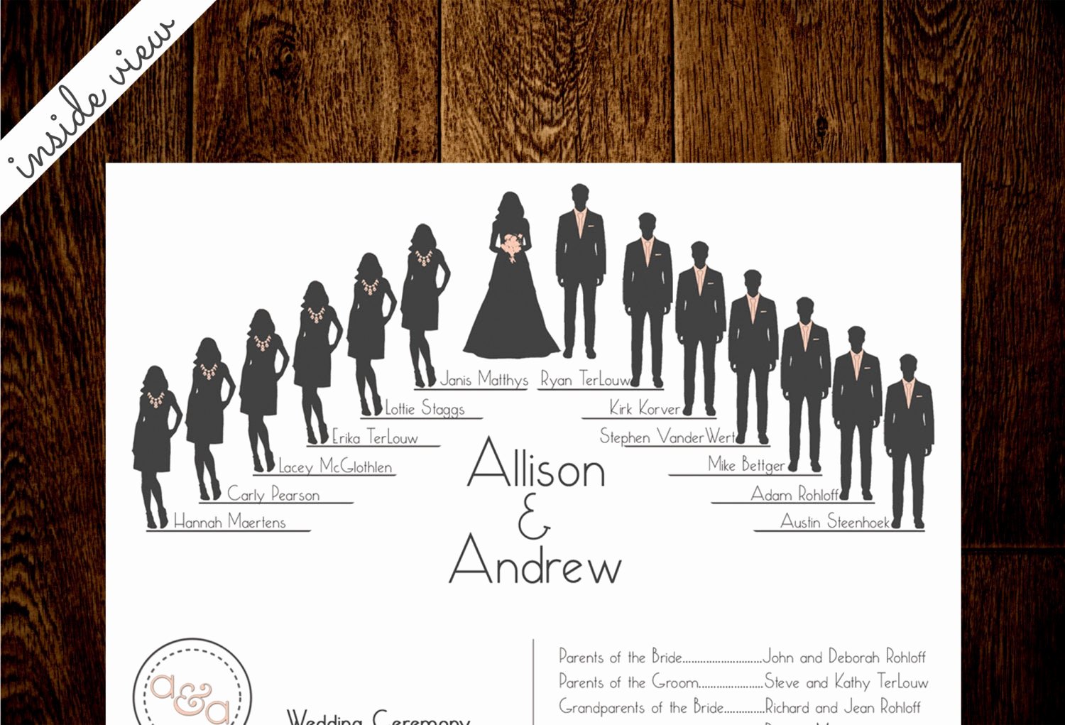 Wedding Party Lineup Template Unique Silhouette Wedding Program by Inhuisdesigns On Etsy