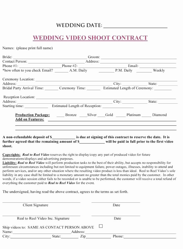 Wedding Photography Contract Pdf New Wedding Grapher Contract