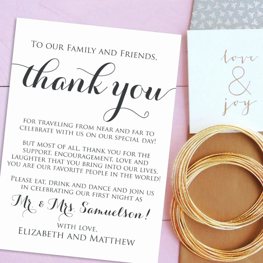 Wedding Welcome Letter Template Awesome Simple Thank You Cards for Wedding 2017 Wedding Invitation