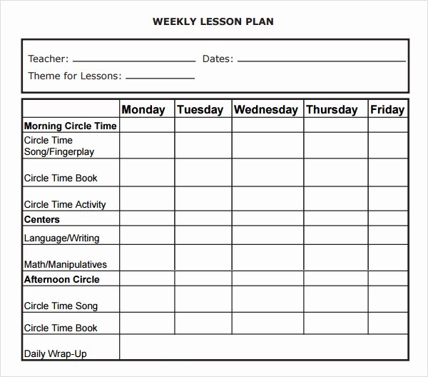 Weekly Lesson Plan Template Doc Inspirational Weekly Lesson Plan Template Doc – Printable Schedule Template
