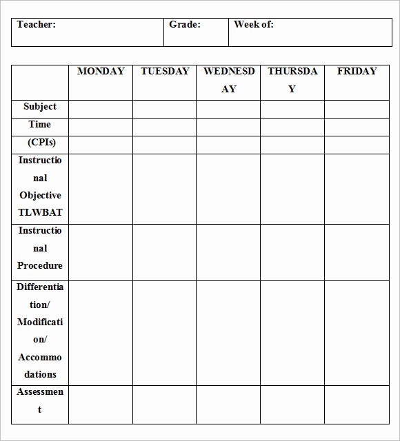 Weekly Lesson Plan Template Doc New Sample Weekly Lesson Plan 8 Documents In Pdf Word