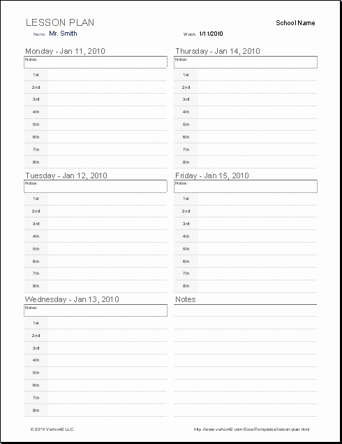 Weekly Lesson Plan Template Elementary Luxury Lesson Plan Template Printable Blank Weekly Lesson Plan
