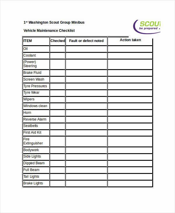 Weekly Vehicle Maintenance Checklist Lovely Free 22 Maintenance Checklist Examples &amp; Samples In Google Docs Word Pages Pdf