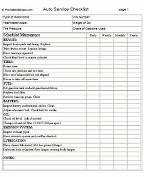 Weekly Vehicle Maintenance Checklist New Image Result for Car Detail Checklist Contract Agreement Automotive