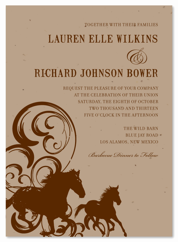 Western theme Wedding Invitations Luxury Wild Horses Plantable Western theme