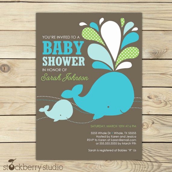 Whale Baby Shower Free Printables Inspirational Whale Baby Shower Invitation Printable Green Aqua Blue White
