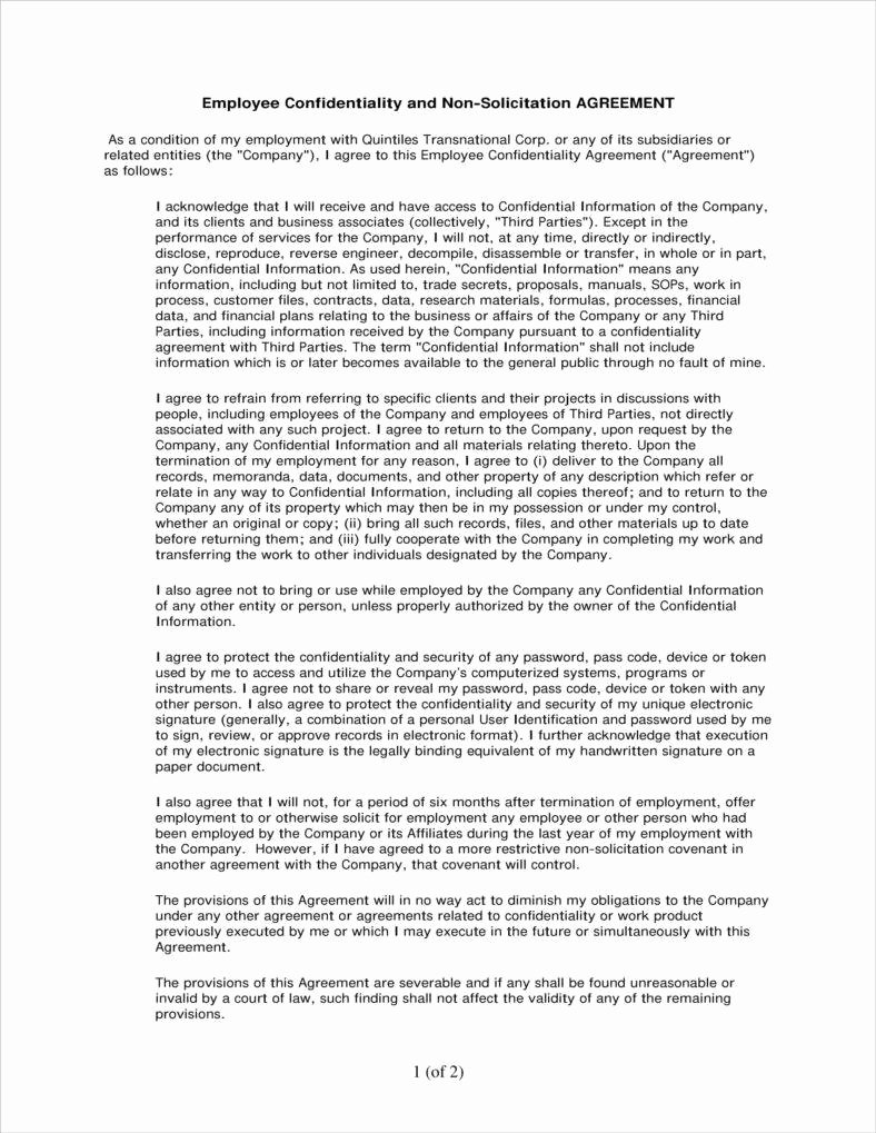 Word Employee Confidentiality Agreement Templates Fresh 5 Employee Confidentiality Agreement Templates Word