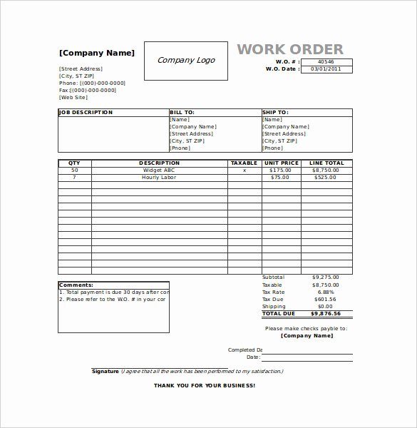 Work order Word Of Mastery Unique 16 Work order Templates Word Google Docs