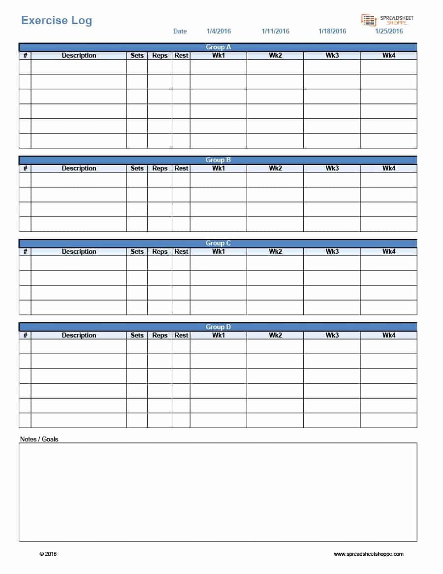 Workout Schedule Template Excel Luxury 40 Effective Workout Log &amp; Calendar Templates Template Lab
