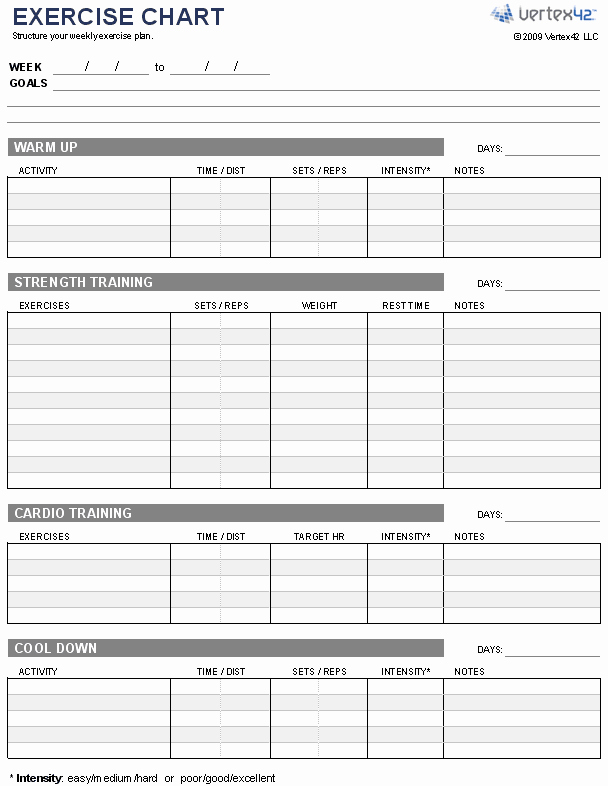 Workout Schedule Template Excel Luxury Free Exercise Chart or Ms Excel Use This Template to Create Your Weekly Exercise Plan Pr