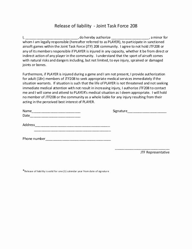 Yoga Waiver form Template Elegant Release Of Liability